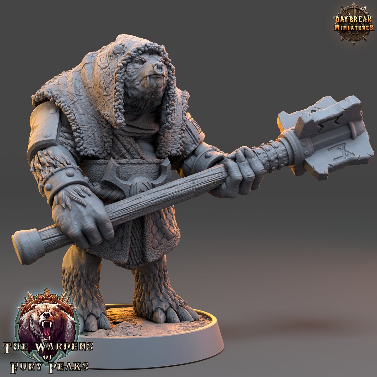 Basher Cree Ursine | DayBreak Miniatures | Compatible with D&D/AOS | Fantasy | Tabletop