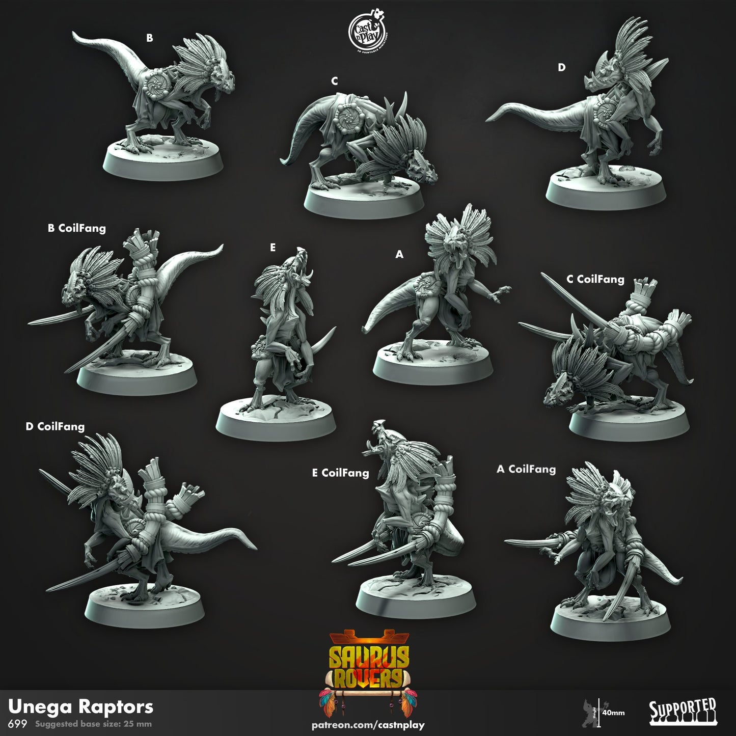 Unega Raptors | CastnPlay | Compatible with D&D/AoS | Fantasy