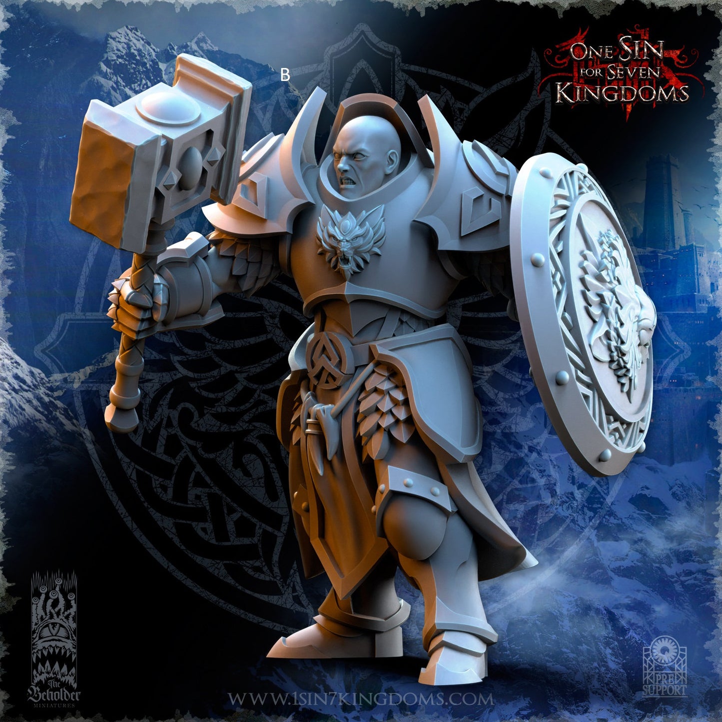 StormWolves Eternals Hammers No Helmet | The Beholder Miniatures | Compatible with D&D/AoS | Fantasy | Tabletop RPG