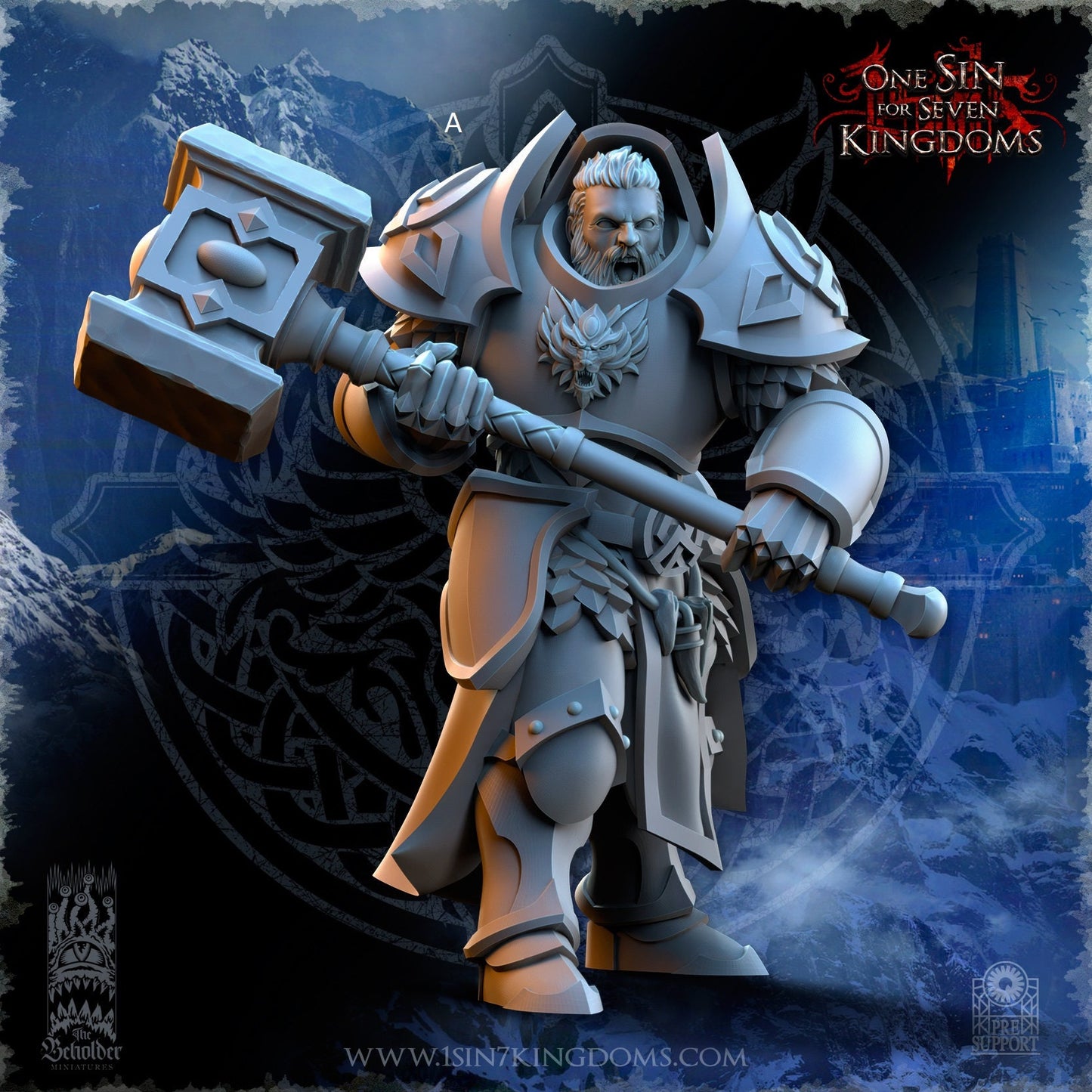 StormWolves Punisher GreatHammer No Helmet | The Beholder Miniatures | Compatible with D&D/AoS | Fantasy | Tabletop RPG