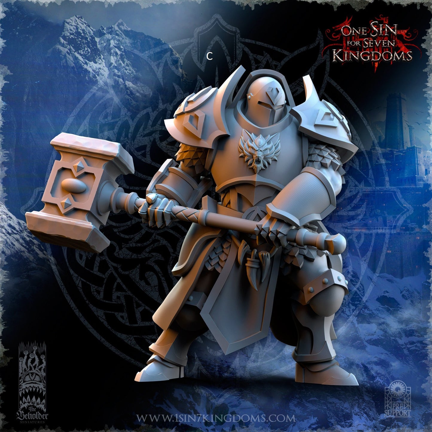 StormWolves Punisher GreatHammer Helmet | The Beholder Miniatures | Compatible with D&D/AoS | Fantasy | Tabletop RPG