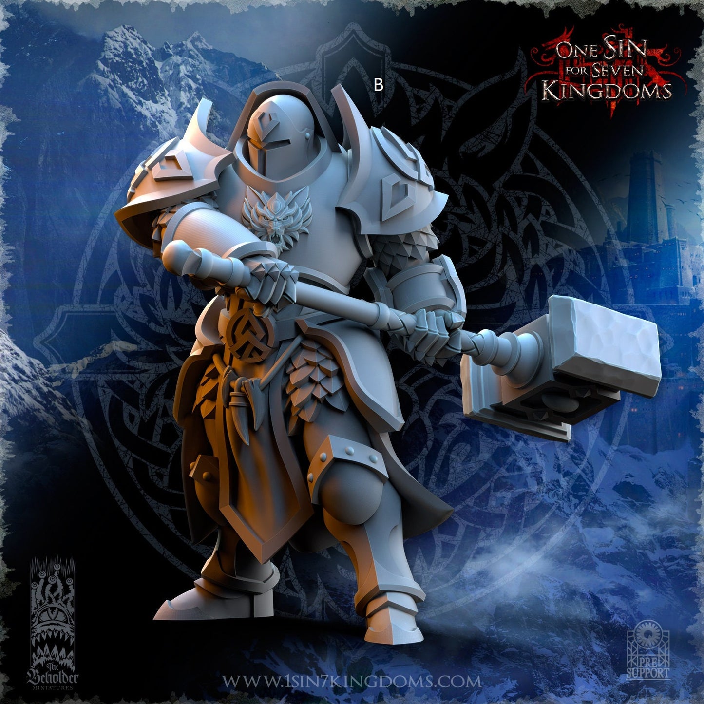 StormWolves Punisher GreatHammer Helmet | The Beholder Miniatures | Compatible with D&D/AoS | Fantasy | Tabletop RPG