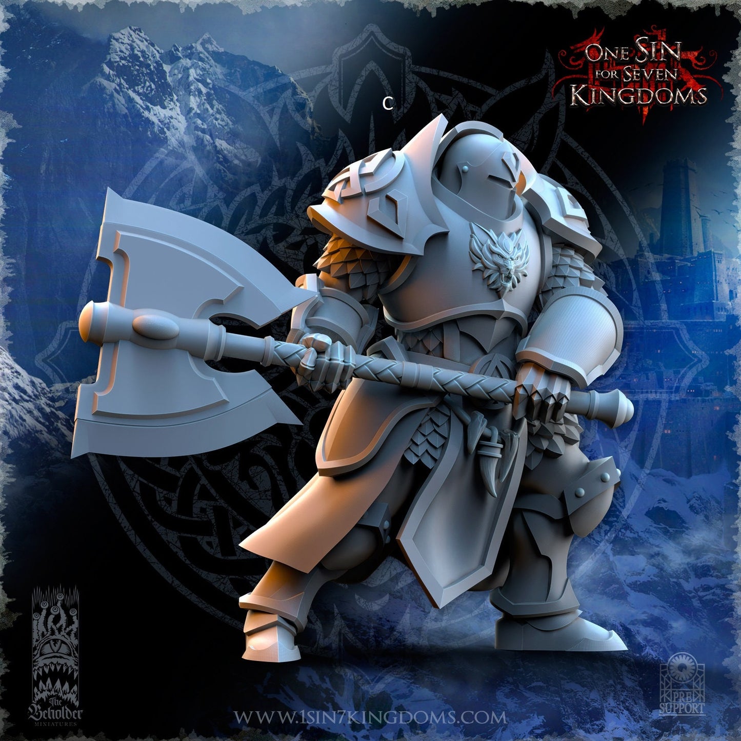 StormWolves Punisher GreatAxe Helmet | The Beholder Miniatures | Compatible with D&D/AoS | Fantasy | Tabletop RPG