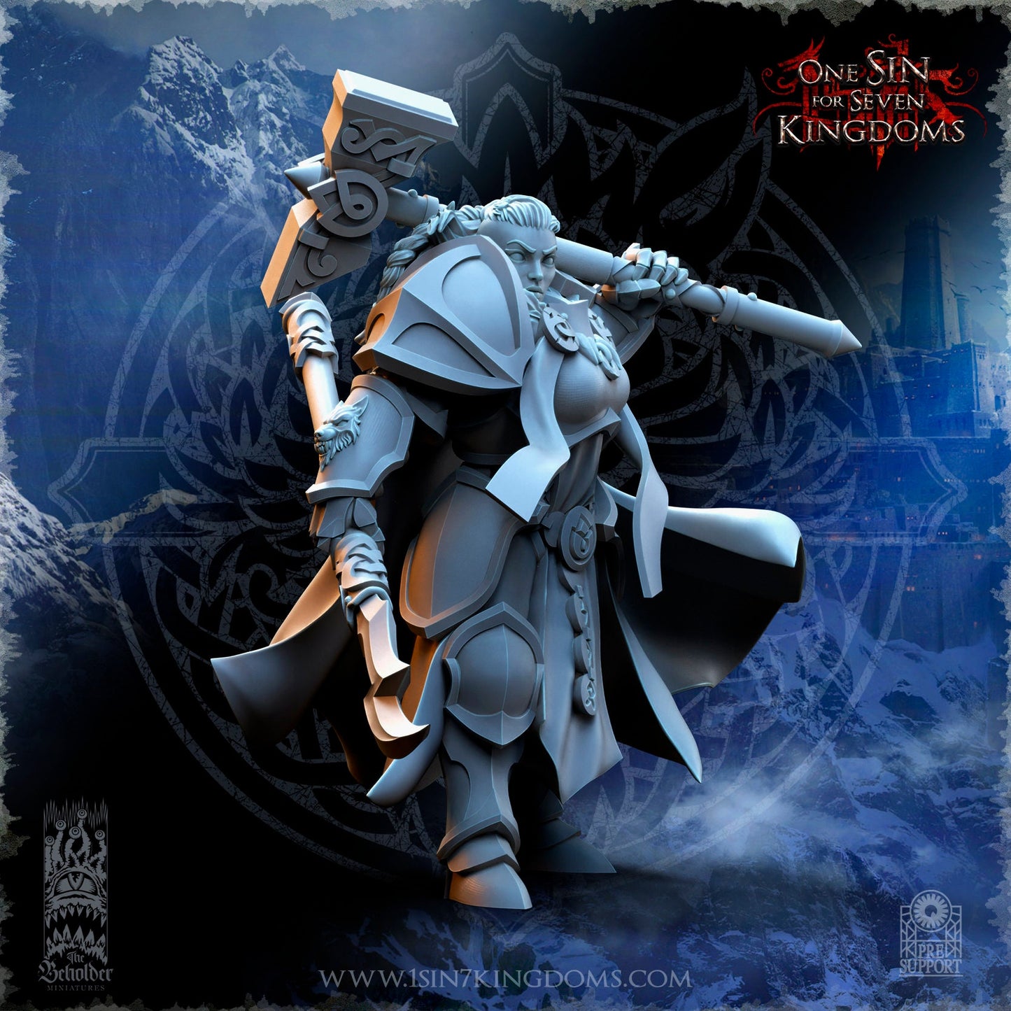 Female StormWolves Eternal Captain | The Beholder Miniatures | Compatible with D&D/AoS | Fantasy | Tabletop RPG
