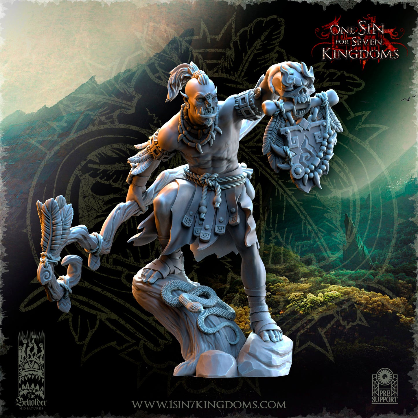 Savage Orc Shaman | The Beholder Miniatures | Compatible with D&D/AoS | Fantasy | Tabletop RPG