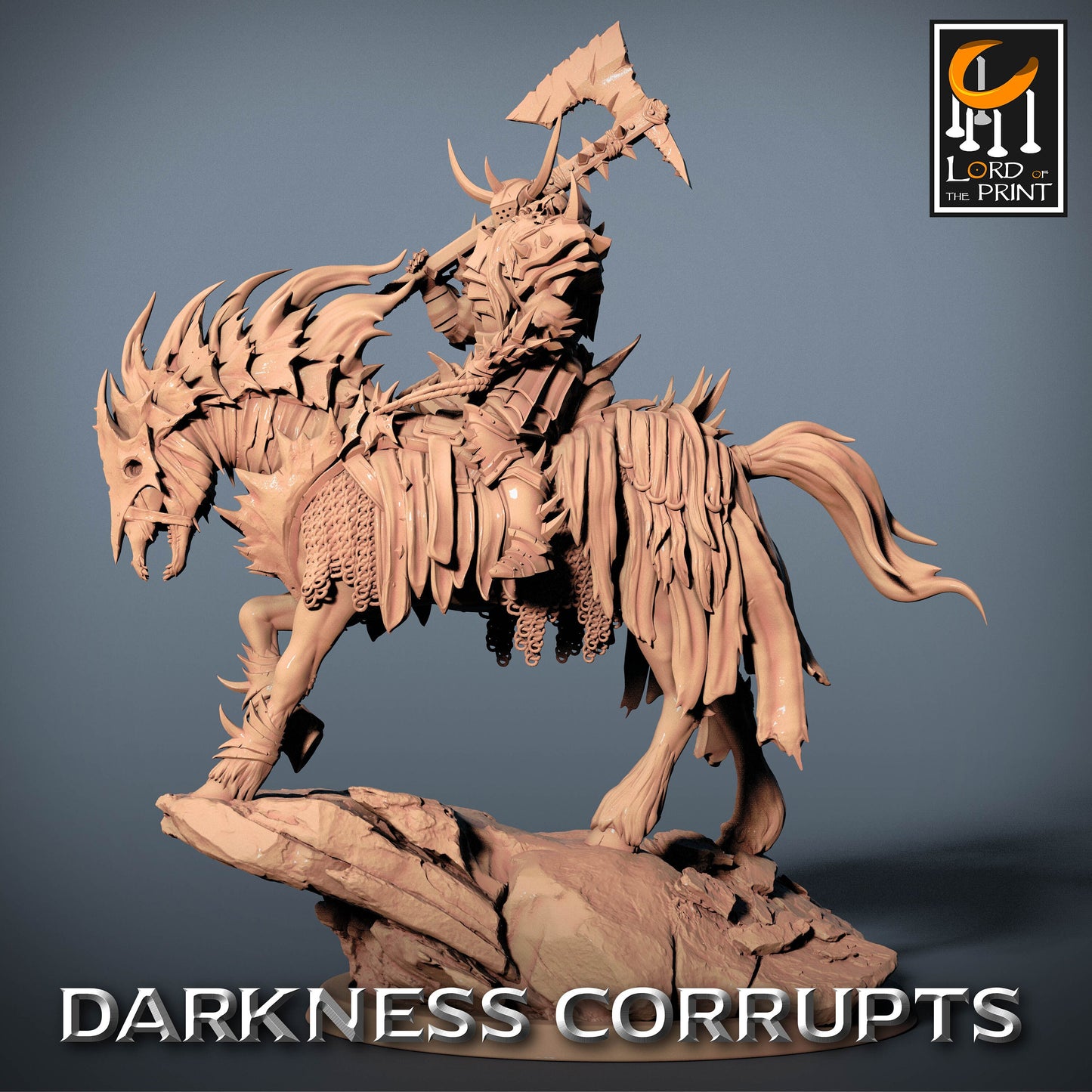 Dark Knight with Axe on Skeleton Horse | Rescale Miniatures | Compatible with D&D/AoS | Fantasy | Tabletop RPG