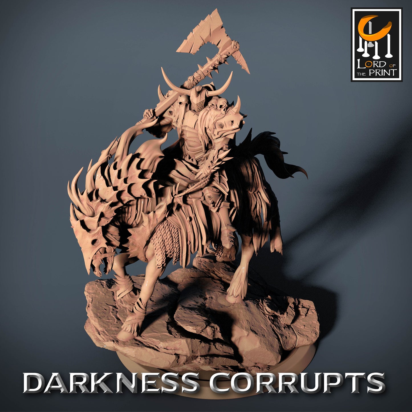 Dark Knight with Axe on Skeleton Horse | Rescale Miniatures | Compatible with D&D/AoS | Fantasy | Tabletop RPG