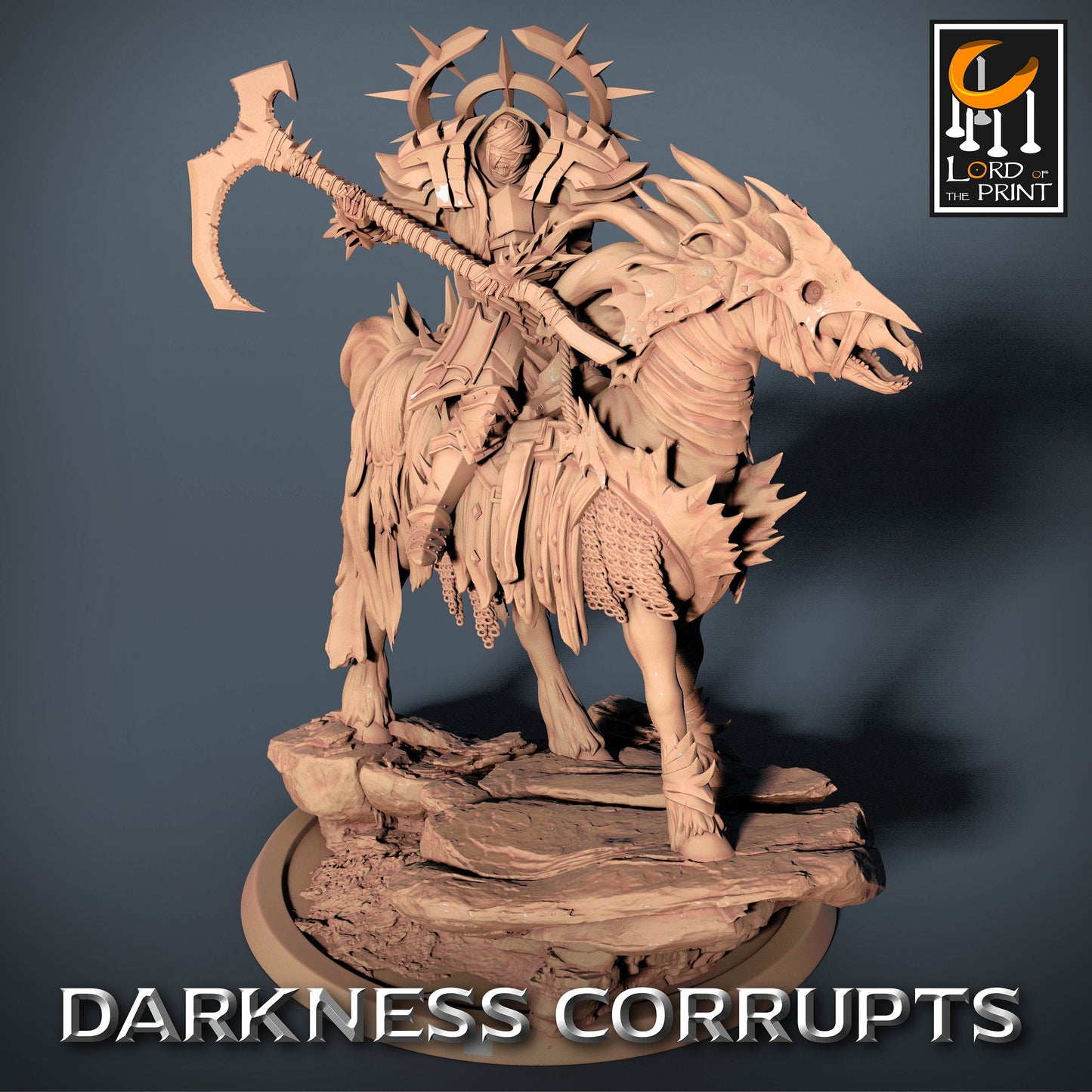 Dark Knight with Scythe on Skeleton Horse | Rescale Miniatures | Compatible with D&D/AoS | Fantasy | Tabletop RPG