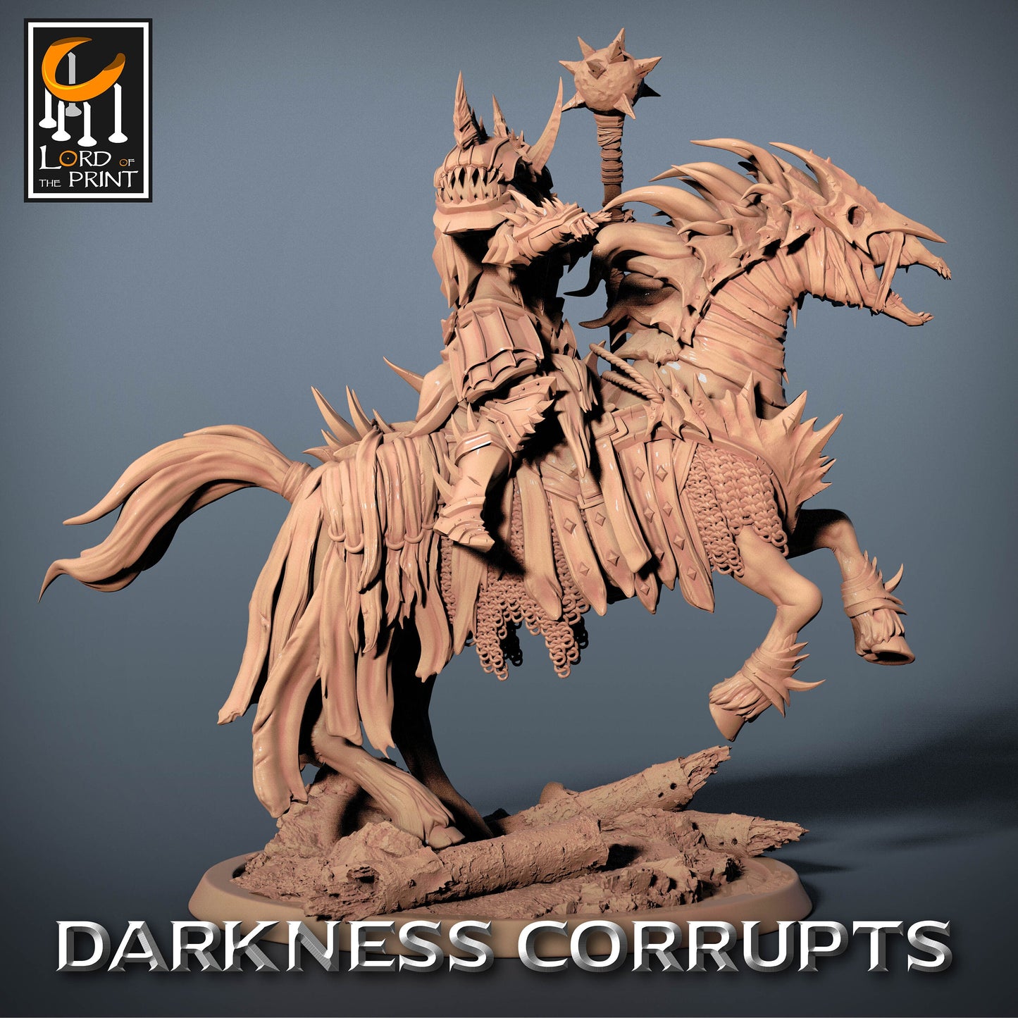 Dark Knight with Mace on Skeleton Horse | Rescale Miniatures | Compatible with D&D/AoS | Fantasy | Tabletop RPG