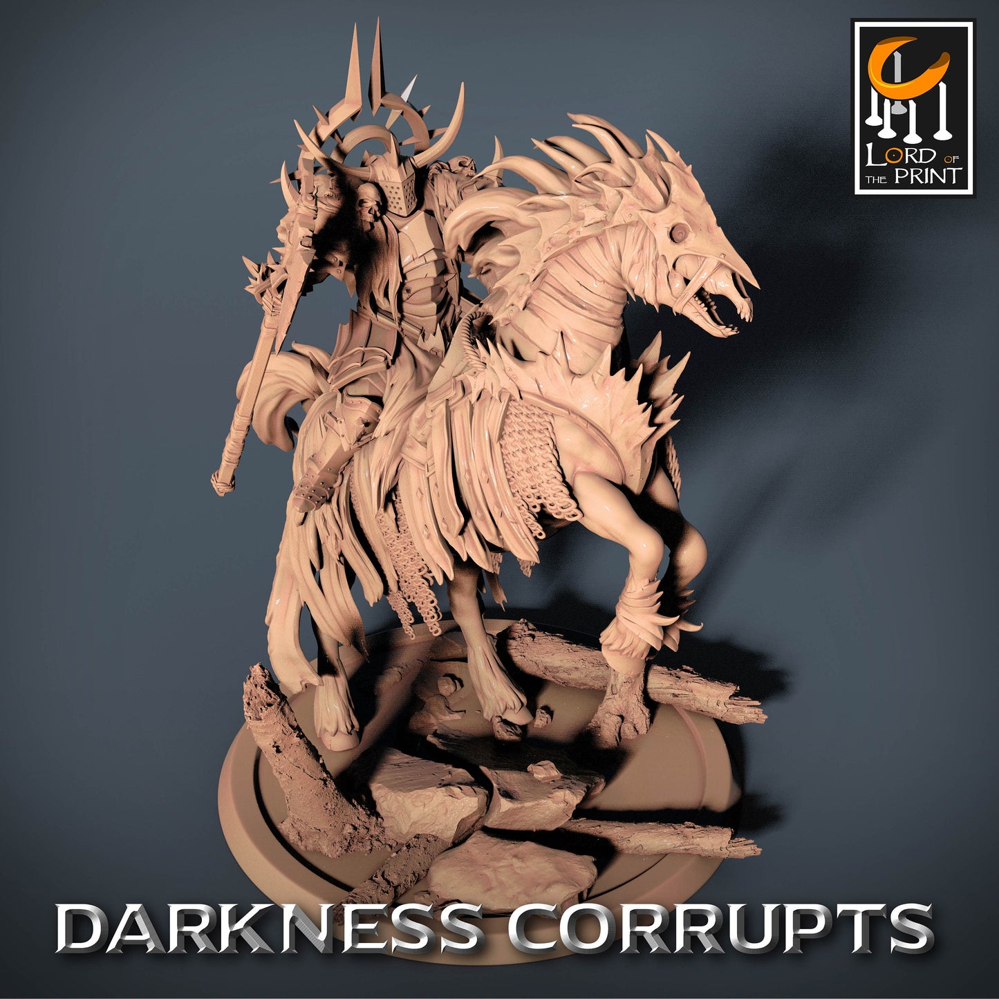 Dark Knight with Axe on Skeleton Horse | Rescale Miniatures | Compatible with D&D/AoS | Fantasy | Tabletop RPG