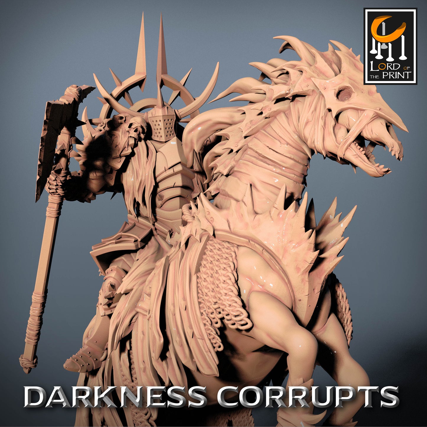 Dark Knight with Axe on Skeleton Horse | Rescale Miniatures | Compatible with D&D/AoS | Fantasy | Tabletop RPG