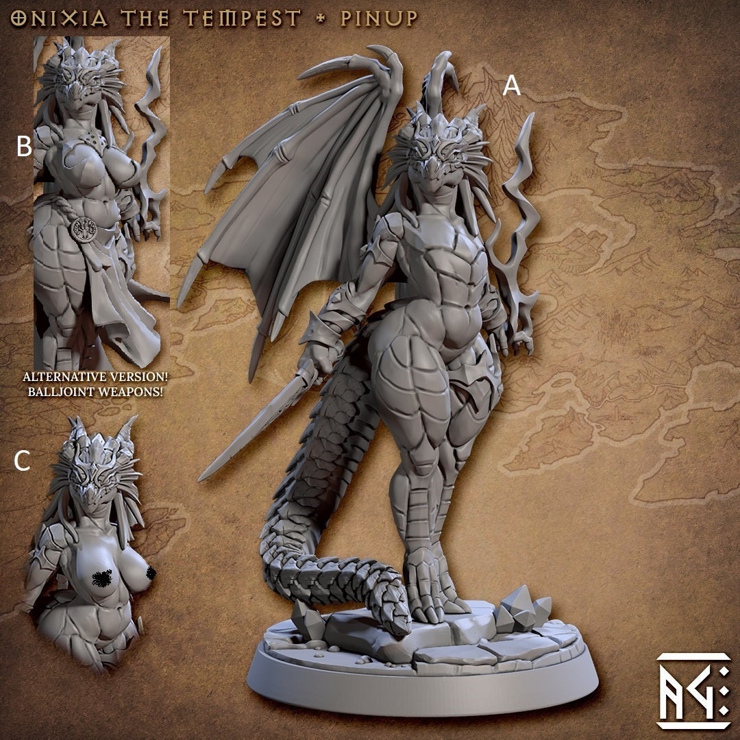Onixia Female Draconian | Artisan Guild Miniatures | Compatible with D&D/AoS | Fantasy | Tabletop RPG
