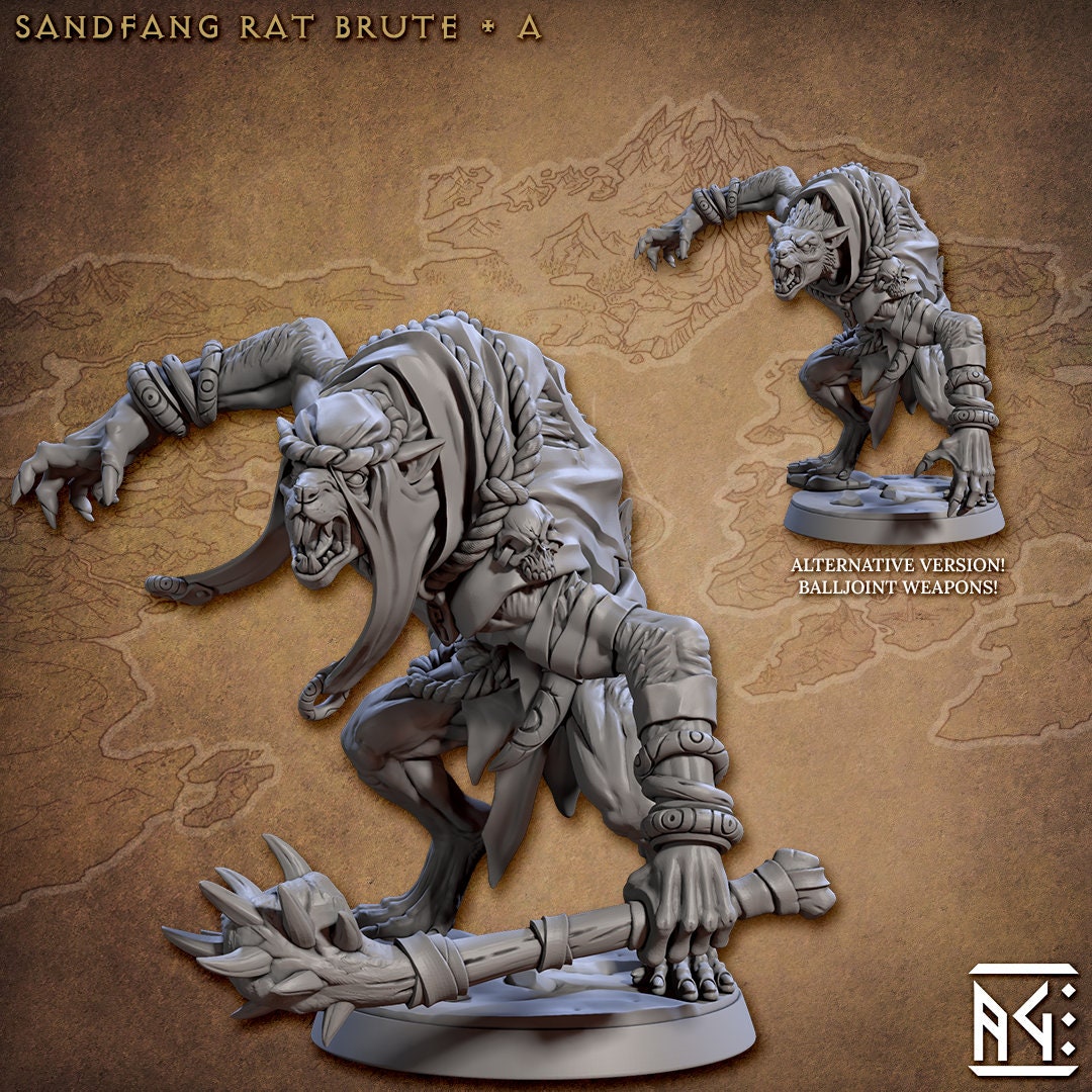 Ratkin Brute | Artisan Guild Miniatures | Compatible with D&D/AoS | Fantasy | Tabletop RPG