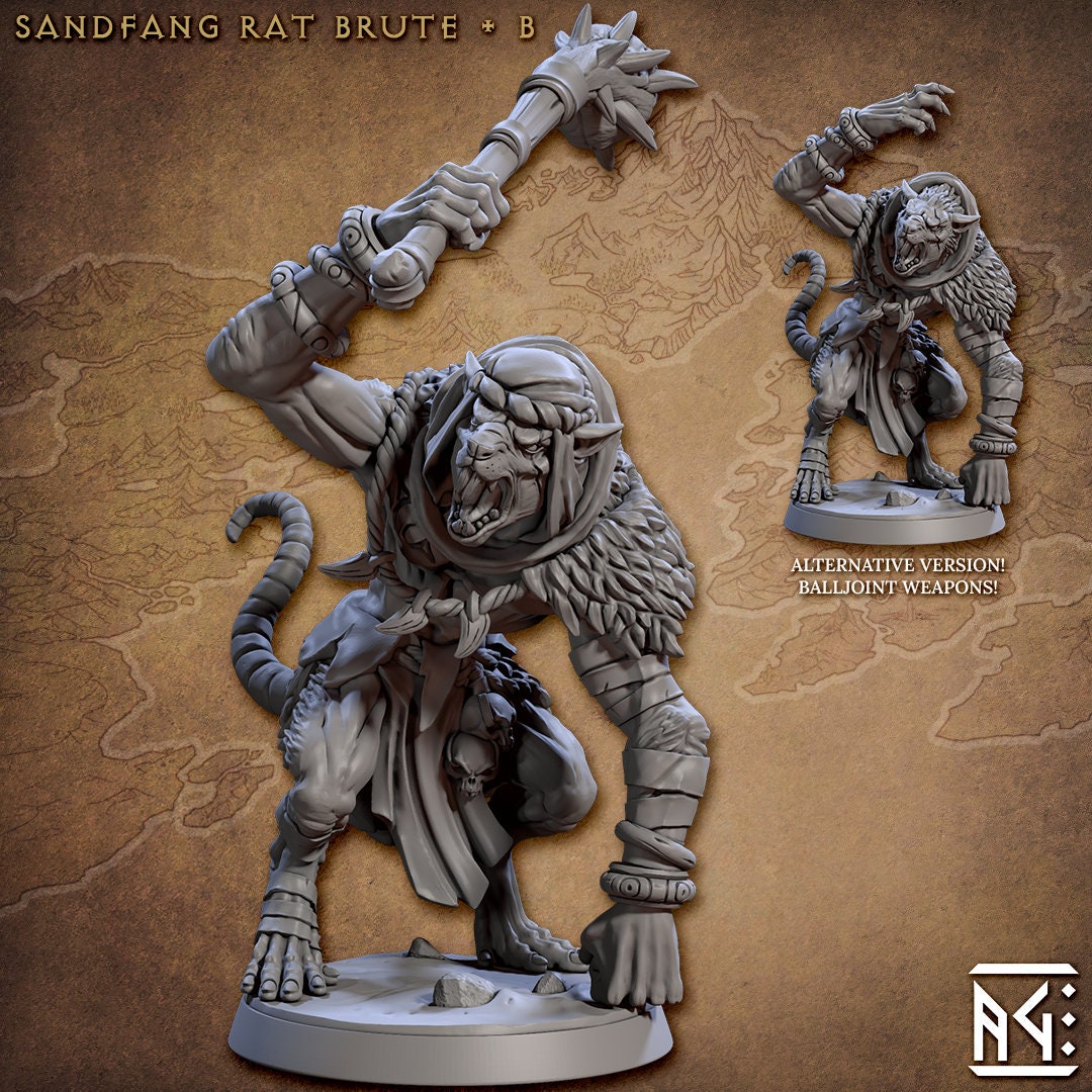 Ratkin Brute | Artisan Guild Miniatures | Compatible with D&D/AoS | Fantasy | Tabletop RPG