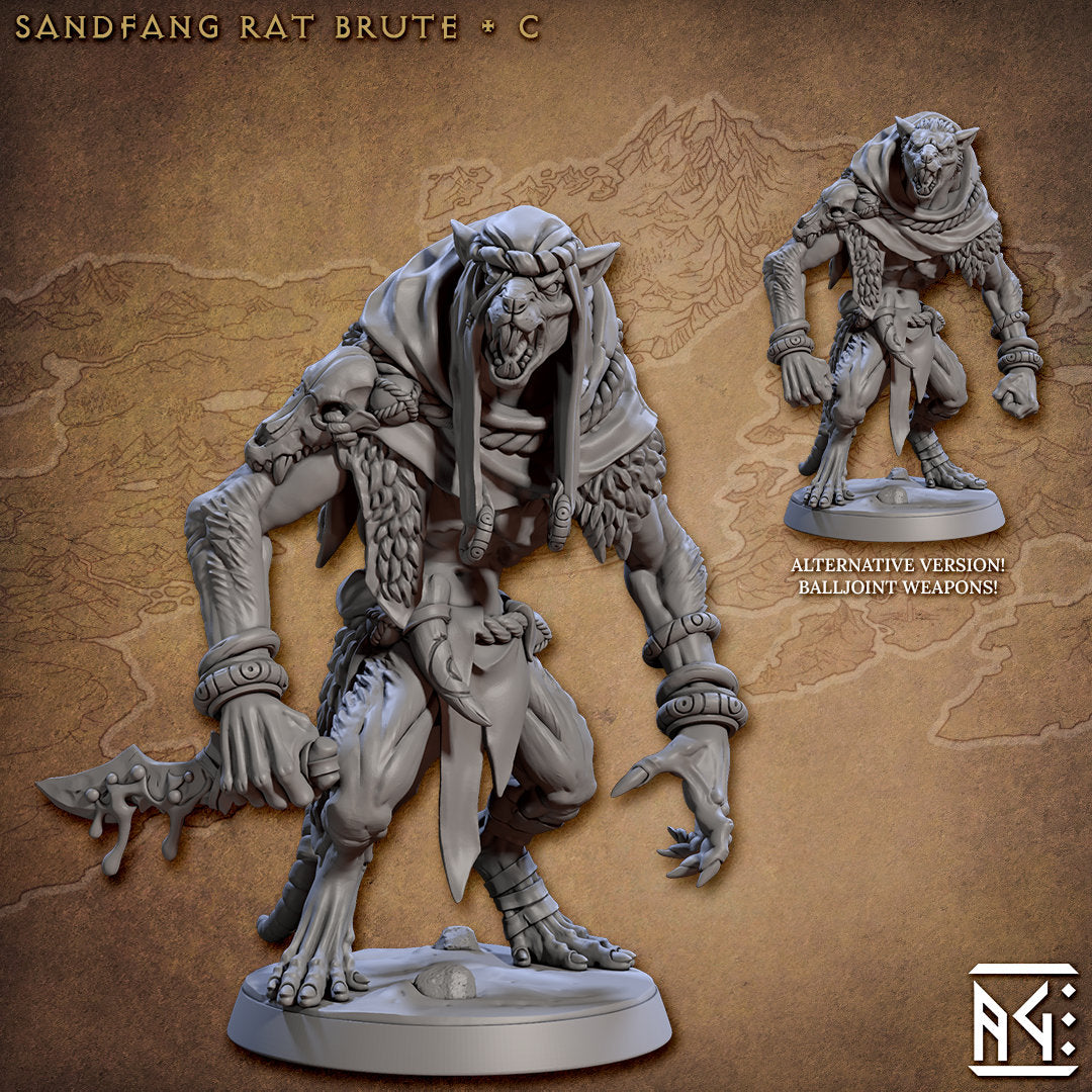 Ratkin Brute | Artisan Guild Miniatures | Compatible with D&D/AoS | Fantasy | Tabletop RPG