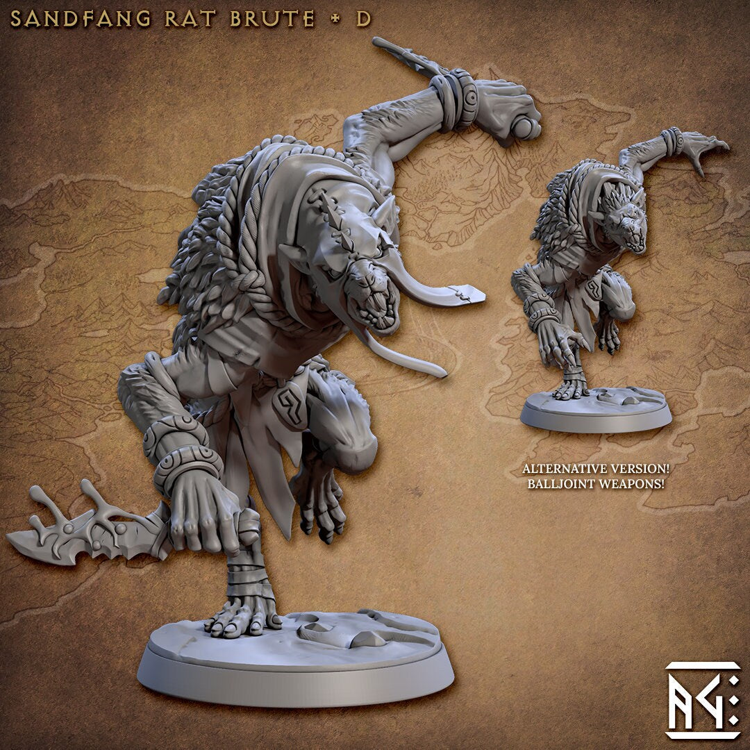 Ratkin Brute | Artisan Guild Miniatures | Compatible with D&D/AoS | Fantasy | Tabletop RPG