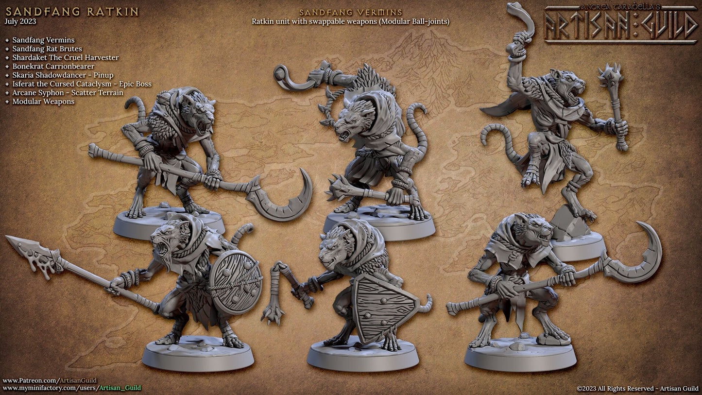 Sandfang Vermins | Artisan Guild Miniatures | Compatible with D&D/AoS | Fantasy | Tabletop RPG