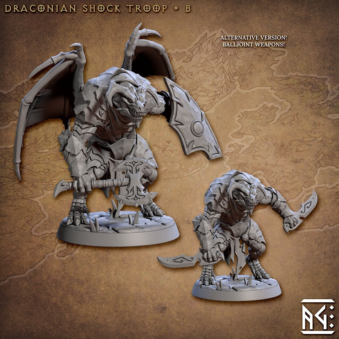 Draconian Shock troops | Artisan Guild Miniatures | Compatible with D&D/AoS | Fantasy | Tabletop RPG