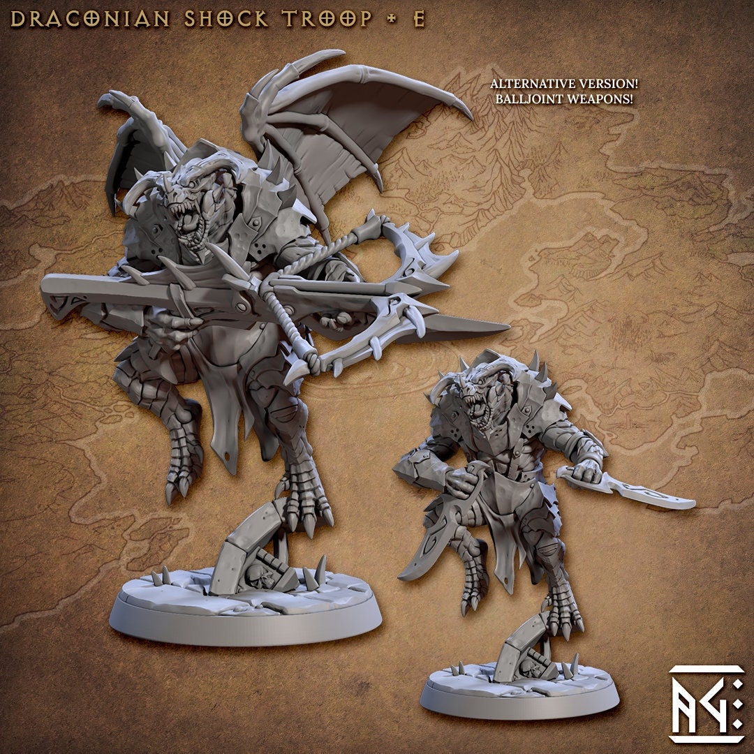 Draconian Shock troops | Artisan Guild Miniatures | Compatible with D&D/AoS | Fantasy | Tabletop RPG