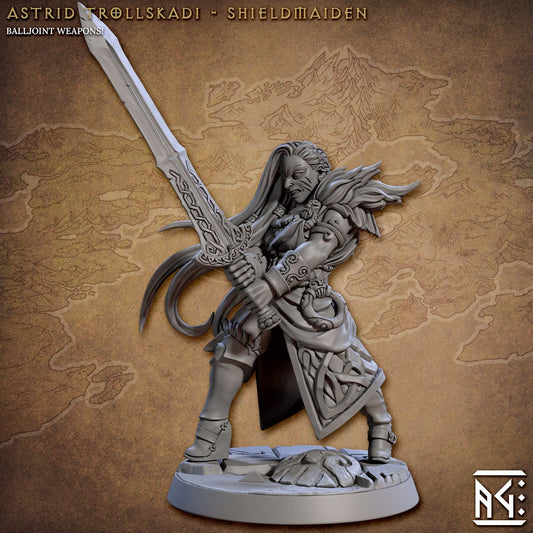 Female Northmen Warrior Astrid | Artisan Guild Miniatures | Compatible with D&D/AoS | Fantasy | Tabletop RPG