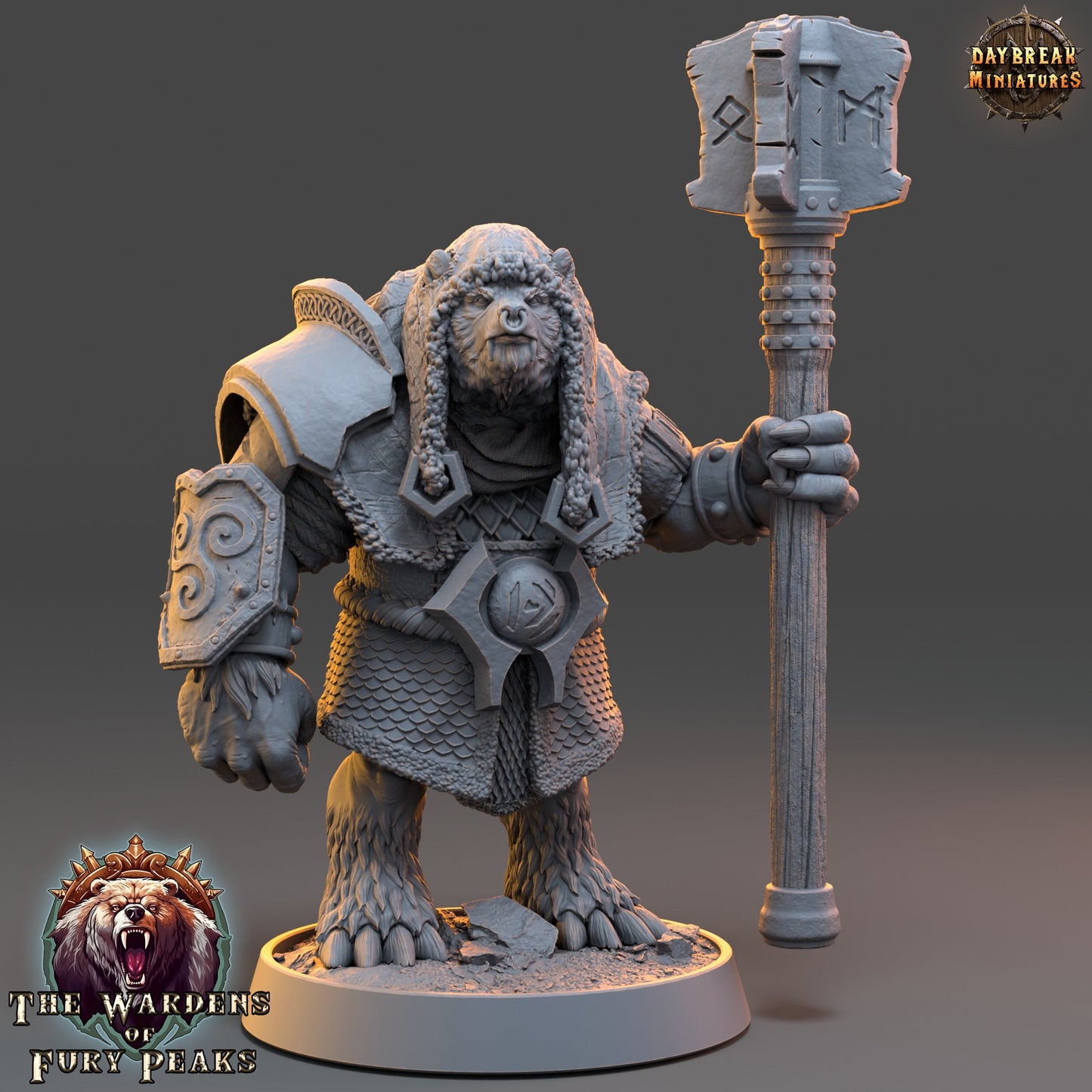 Bernof Standfast Ursine | DayBreak Miniatures | Compatible with D&D/AOS | Fantasy | Tabletop