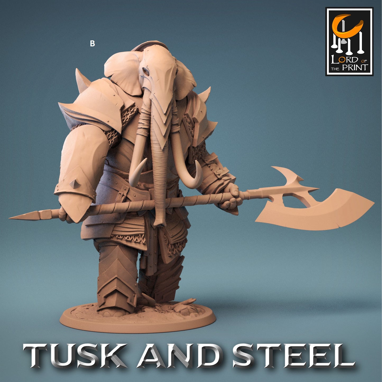 Loxodon with Halberd | Rescale Miniatures | Compatible with D&D/AoS | Fantasy | Tabletop RPG
