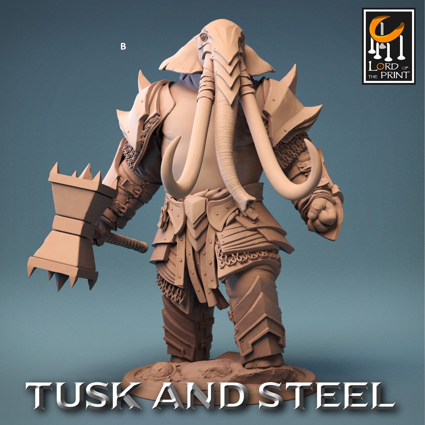 Loxodon with Great Hammer | Rescale Miniatures | Compatible with D&D/AoS | Fantasy | Tabletop RPG