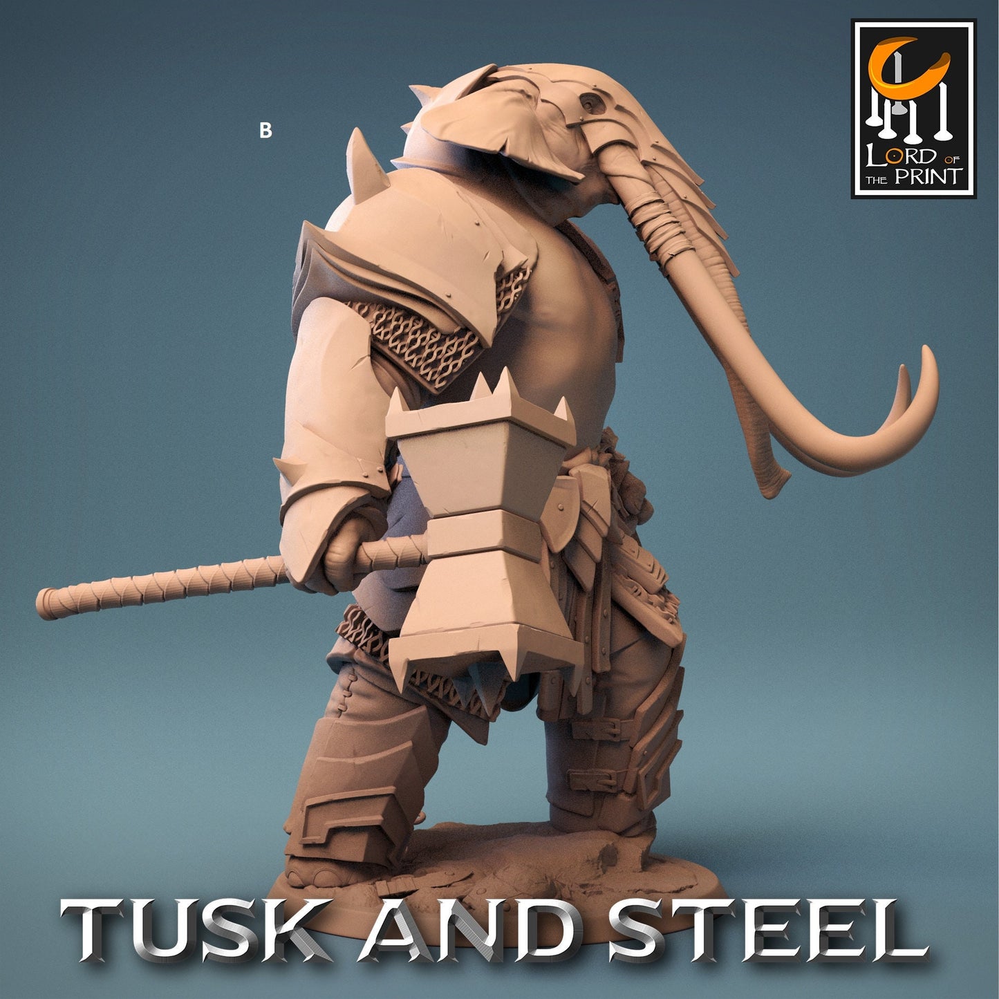 Loxodon with Great Hammer | Rescale Miniatures | Compatible with D&D/AoS | Fantasy | Tabletop RPG