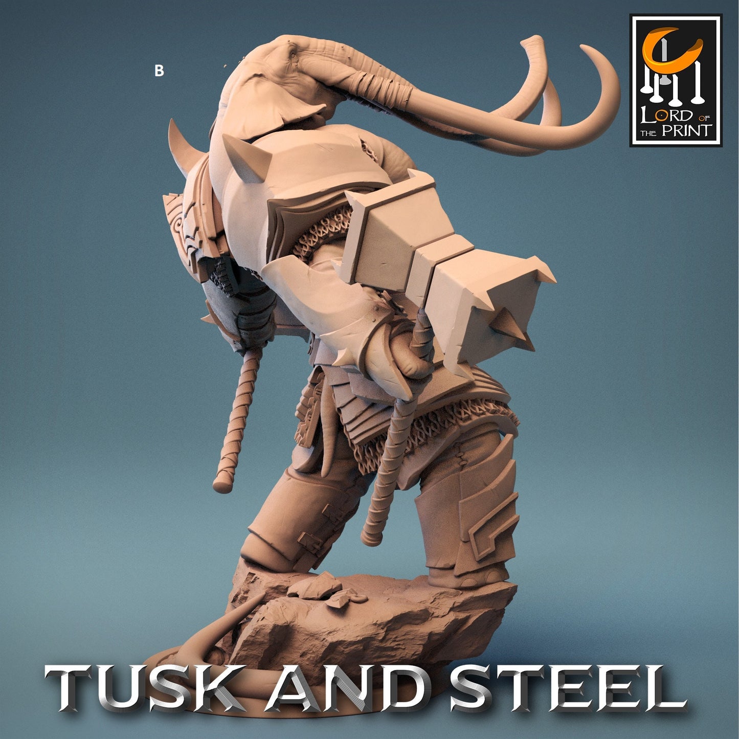 Loxodon with Dual Great Hammer | Rescale Miniatures | Compatible with D&D/AoS | Fantasy | Tabletop RPG
