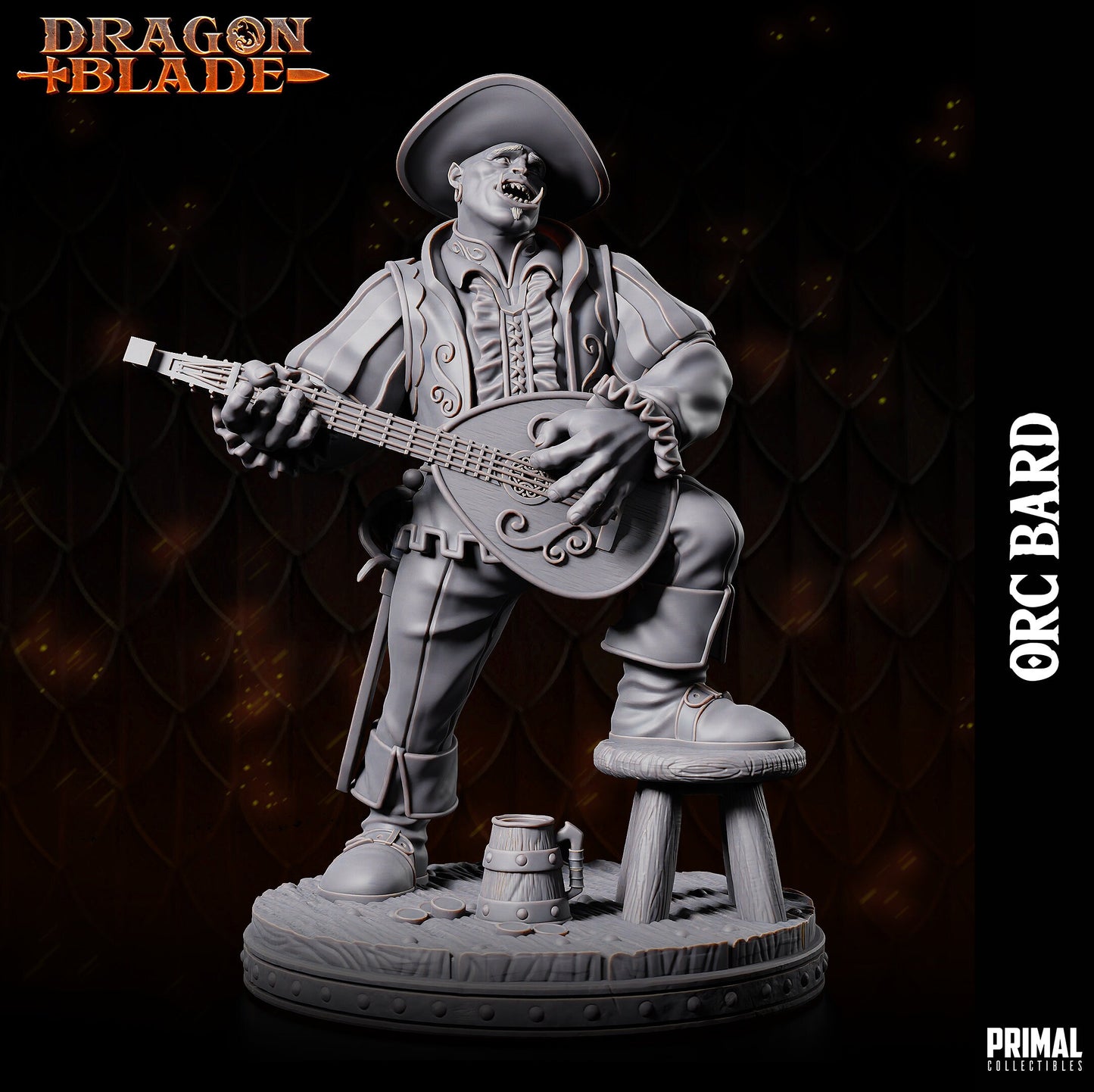 Orc Bard | Primal Collectibles | Compatible with D&D/AoS | Fantasy
