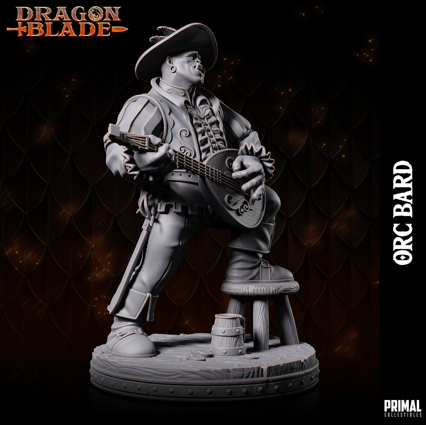 Orc Bard | Primal Collectibles | Compatible with D&D/AoS | Fantasy