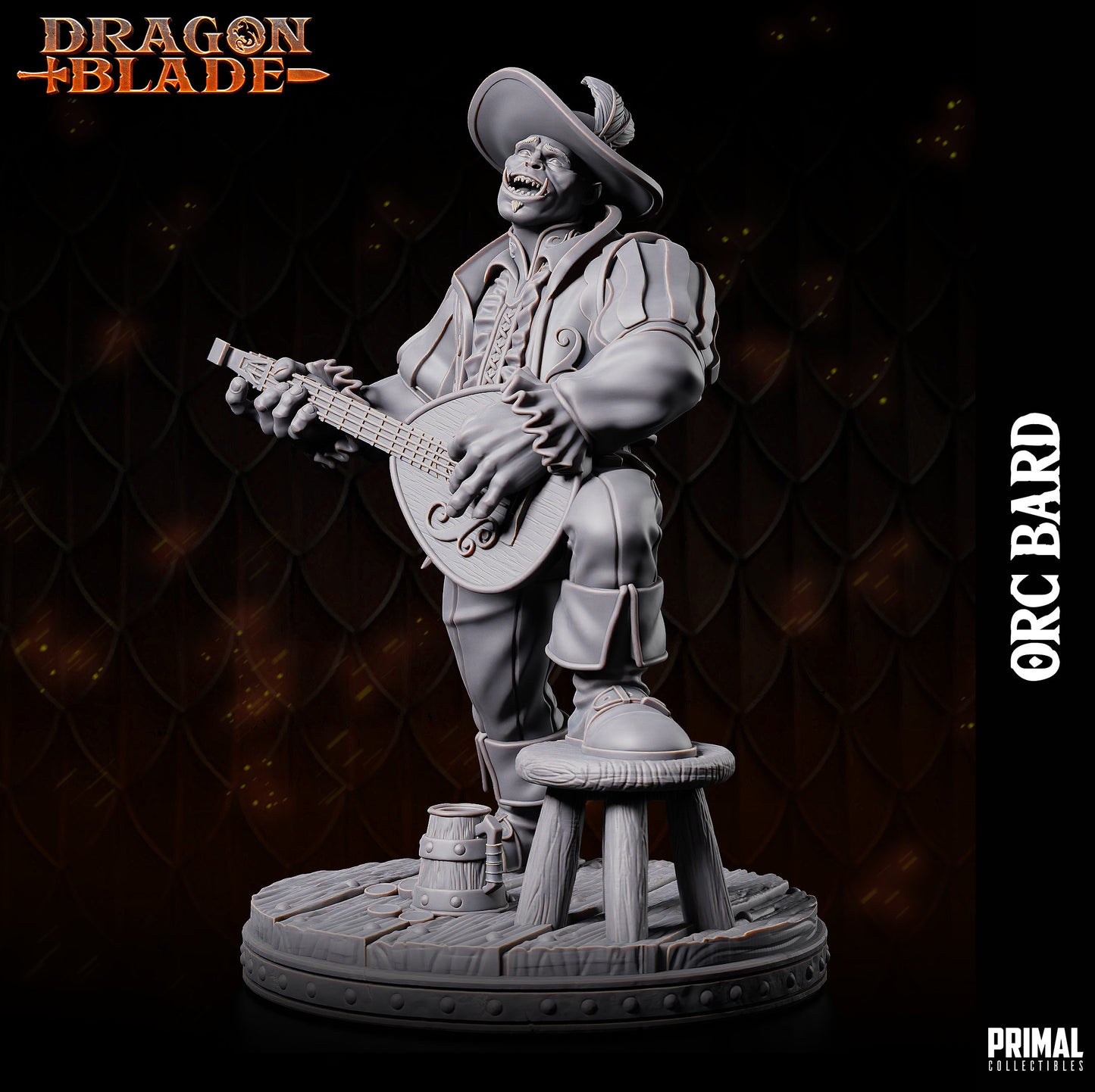 Orc Bard | Primal Collectibles | Compatible with D&D/AoS | Fantasy