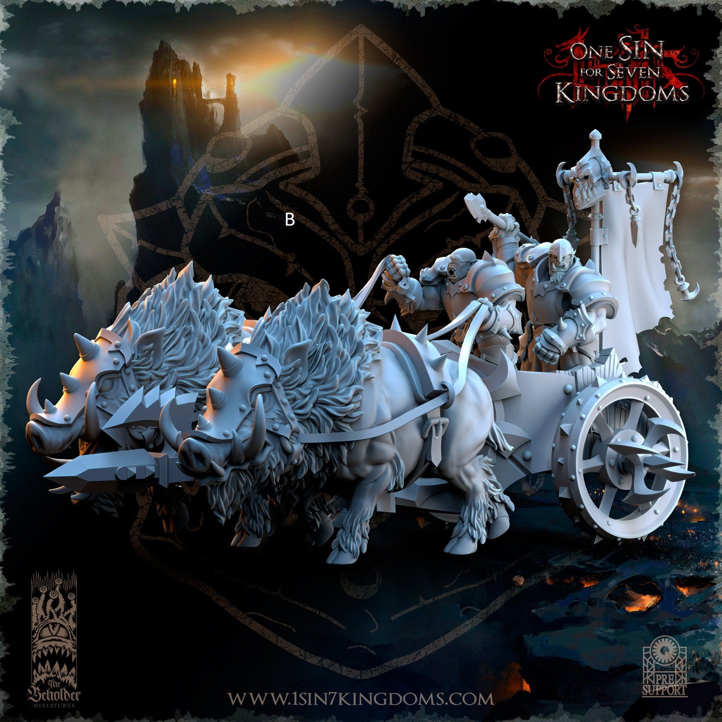 Orc Boar Chariot | The Beholder Miniatures | Compatible with D&D/AoS | Fantasy | Tabletop RPG
