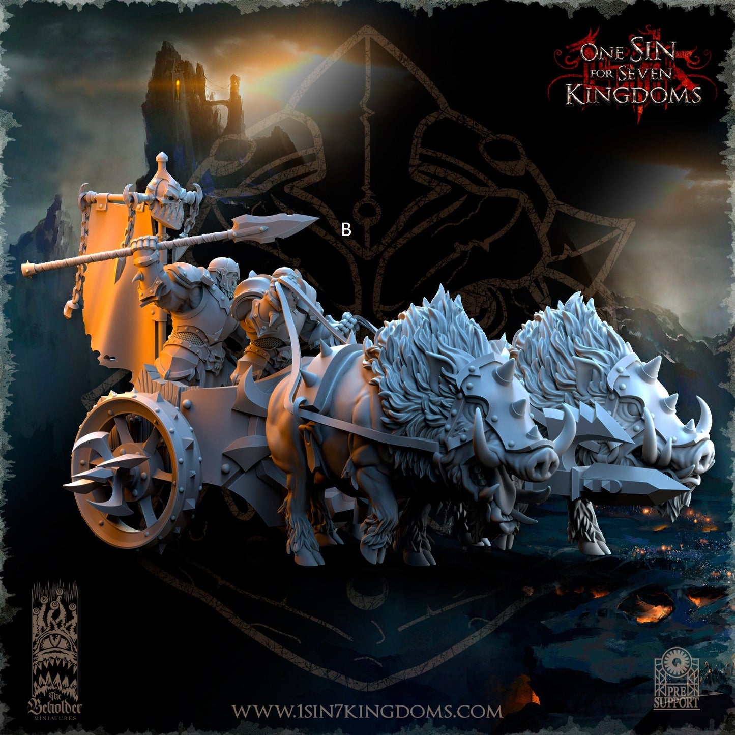 Orc Boar Chariot | The Beholder Miniatures | Compatible with D&D/AoS | Fantasy | Tabletop RPG