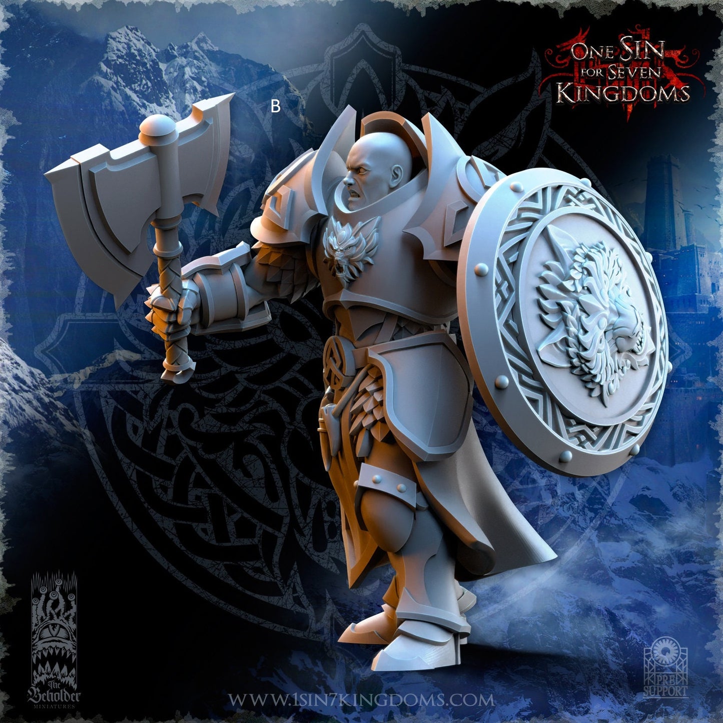 StormWolves Punisher Axe No Helmet | The Beholder Miniatures | Compatible with D&D/AoS | Fantasy | Tabletop RPG