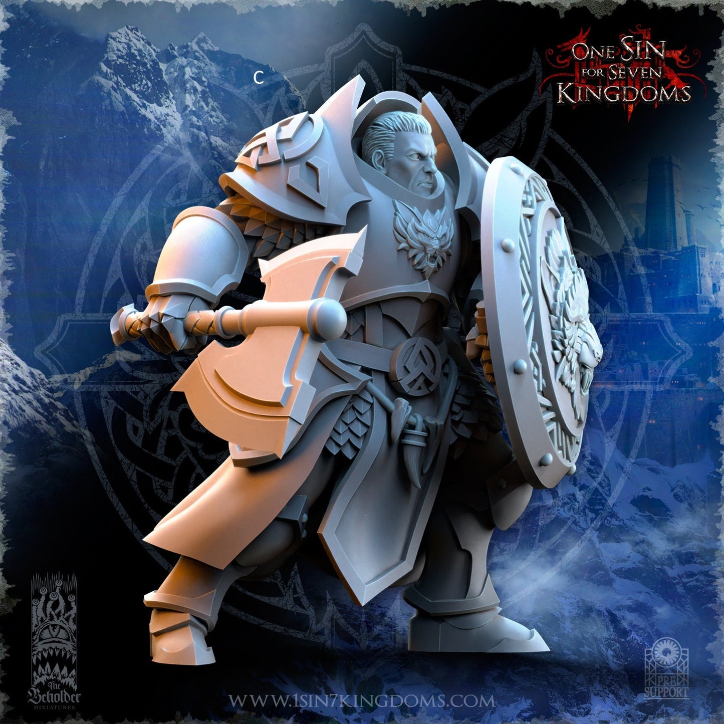 StormWolves Punisher Axe No Helmet | The Beholder Miniatures | Compatible with D&D/AoS | Fantasy | Tabletop RPG