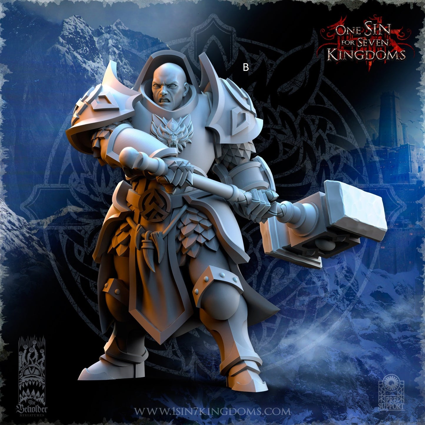 StormWolves Punisher GreatHammer No Helmet | The Beholder Miniatures | Compatible with D&D/AoS | Fantasy | Tabletop RPG