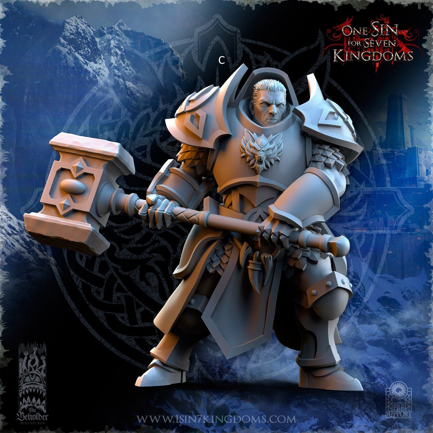 StormWolves Punisher GreatHammer No Helmet | The Beholder Miniatures | Compatible with D&D/AoS | Fantasy | Tabletop RPG