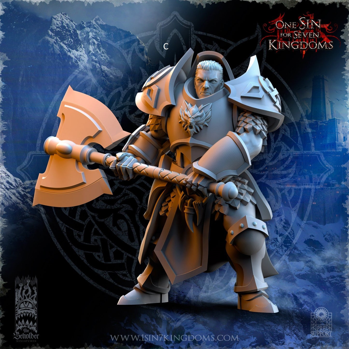 StormWolves Punisher GreatAxe No Helmet | The Beholder Miniatures | Compatible with D&D/AoS | Fantasy | Tabletop RPG