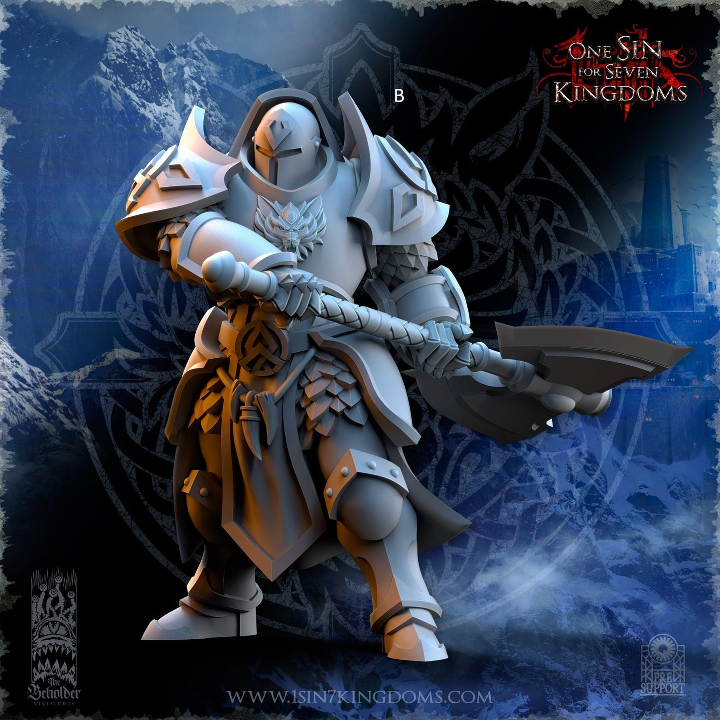StormWolves Punisher GreatAxe Helmet | The Beholder Miniatures | Compatible with D&D/AoS | Fantasy | Tabletop RPG
