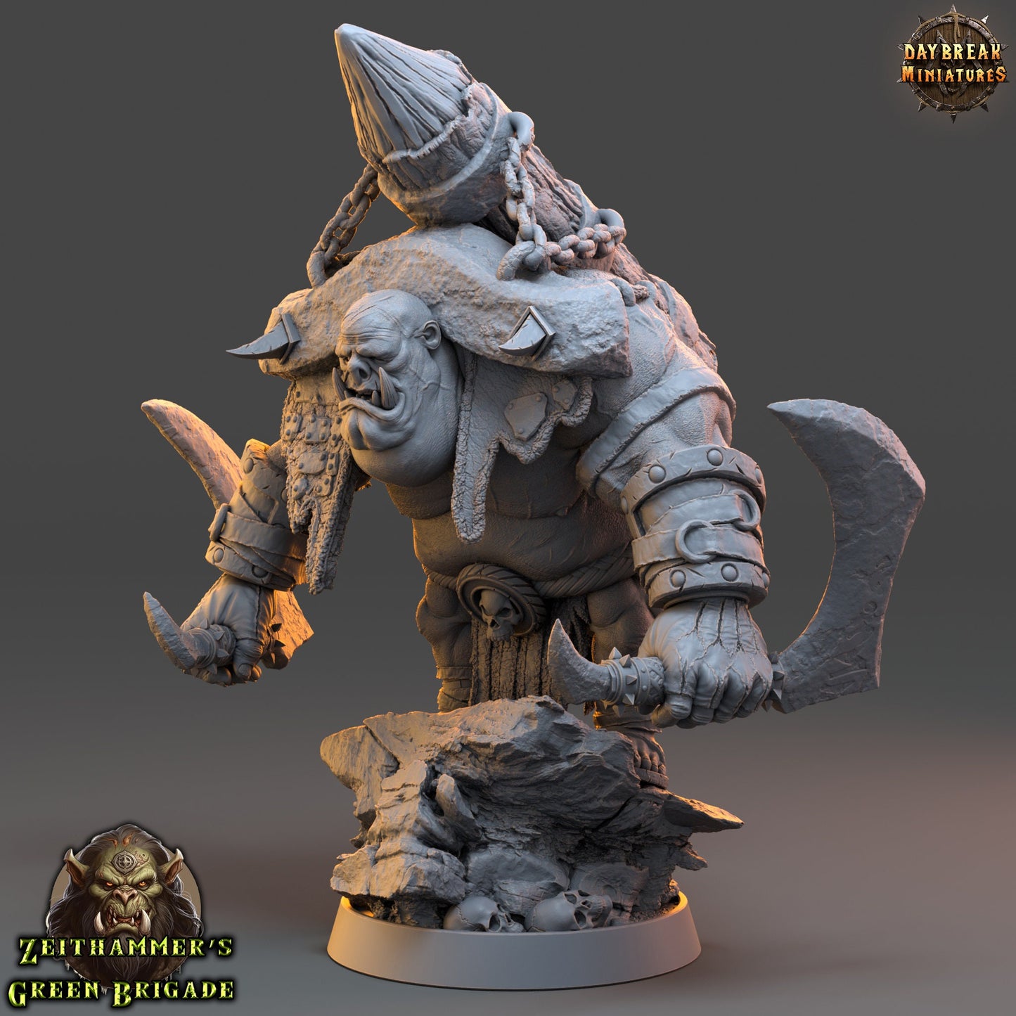 Orc Warrior Big Un Daggers | DayBreak Miniatures | Compatible with D&D/AOS | Fantasy | Tabletop