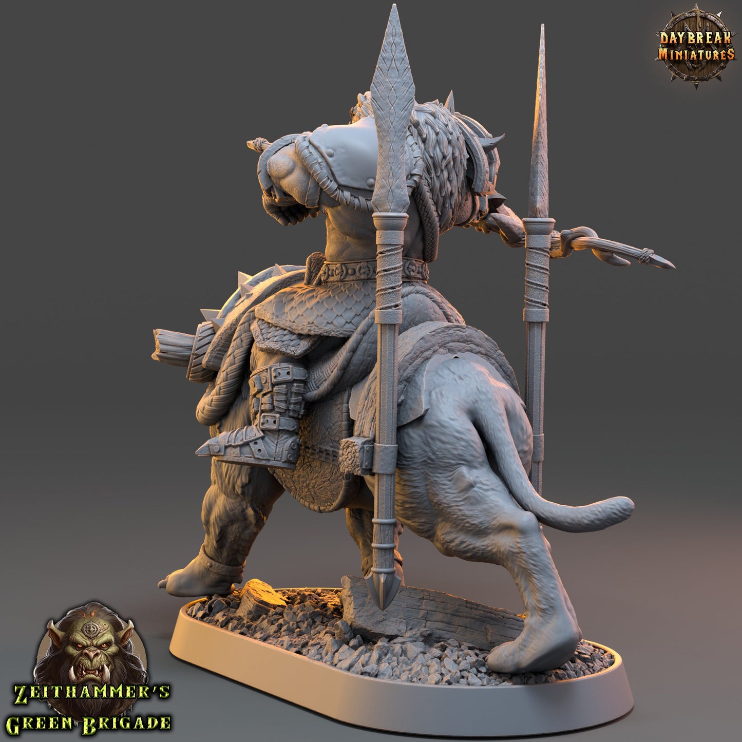 Orc Warrior Mounted Bow | DayBreak Miniatures | Compatible with D&D/AOS | Fantasy | Tabletop