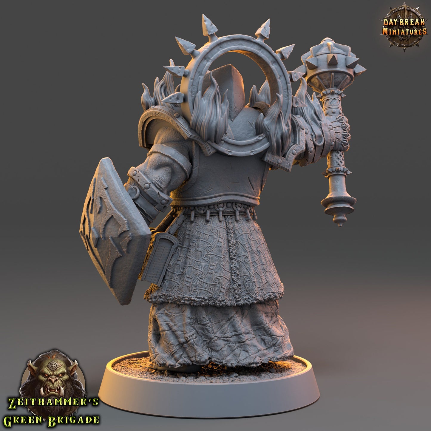 Orc Paladin Mace and Shield | DayBreak Miniatures | Compatible with D&D/AOS | Fantasy | Tabletop