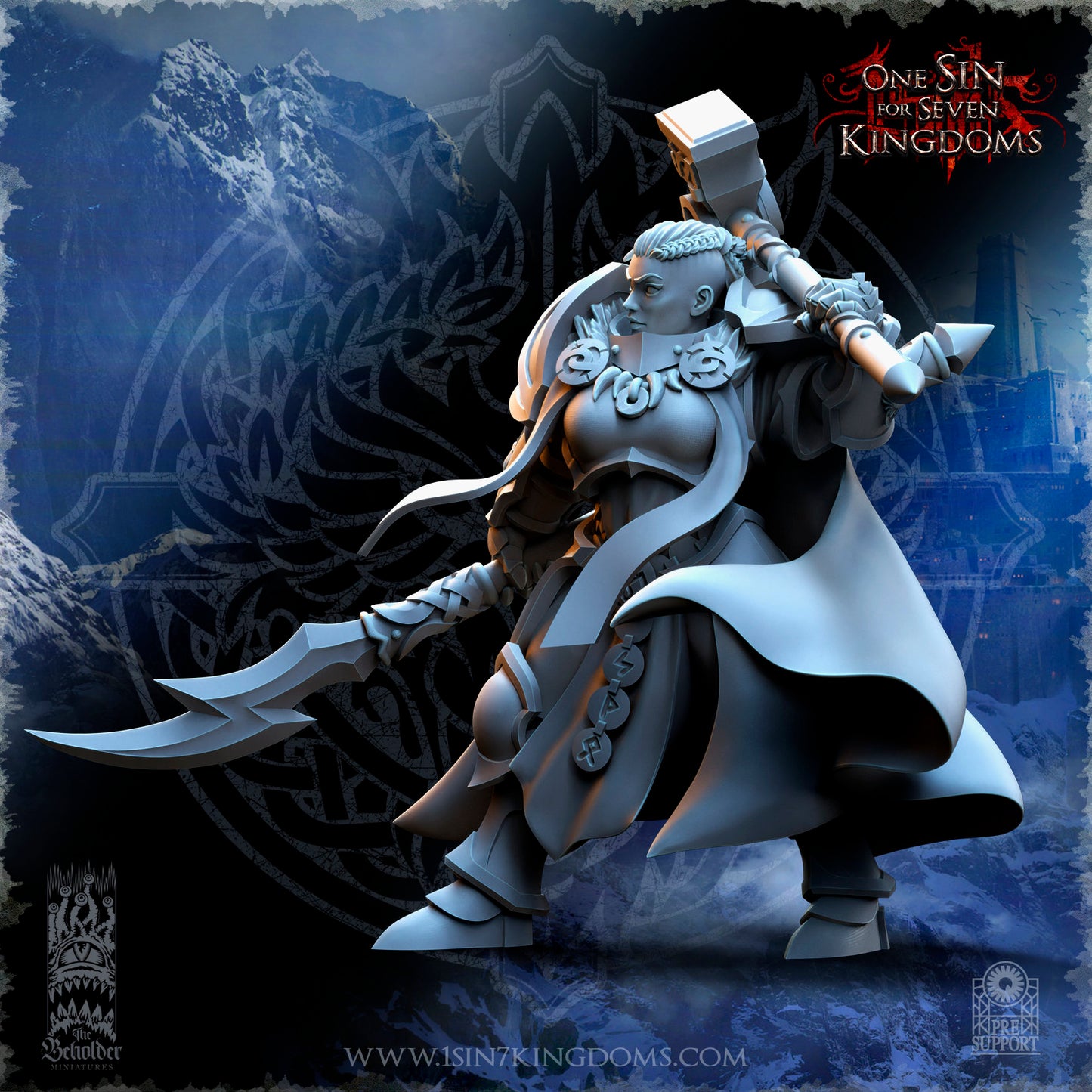 Female StormWolves Eternal Captain | The Beholder Miniatures | Compatible with D&D/AoS | Fantasy | Tabletop RPG