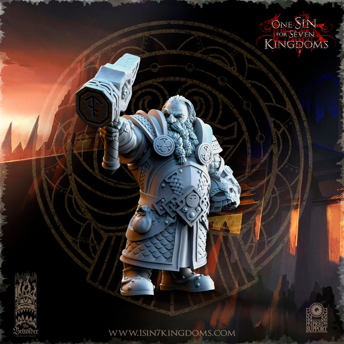Dwarf Hero Hammer | The Beholder Miniatures | Compatible with D&D/AoS | Fantasy | Tabletop RPG