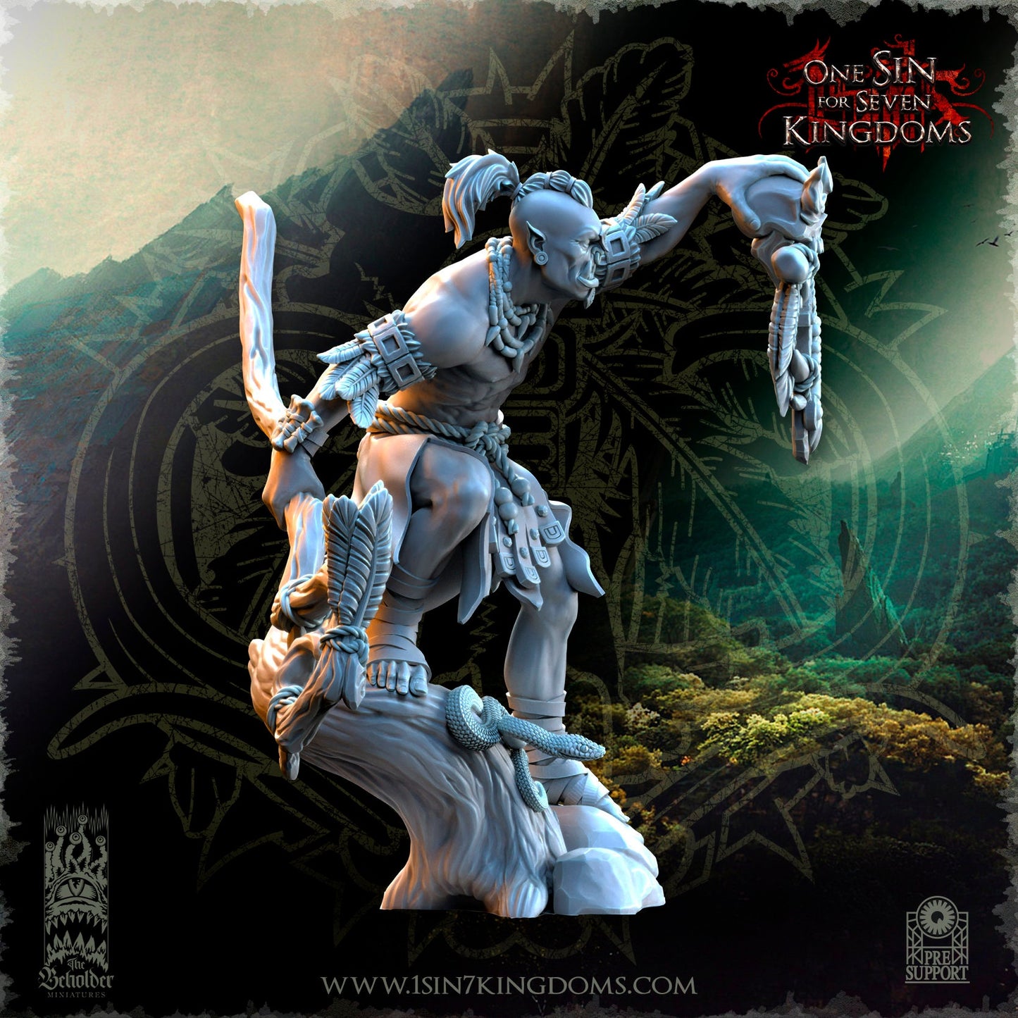 Savage Orc Shaman | The Beholder Miniatures | Compatible with D&D/AoS | Fantasy | Tabletop RPG