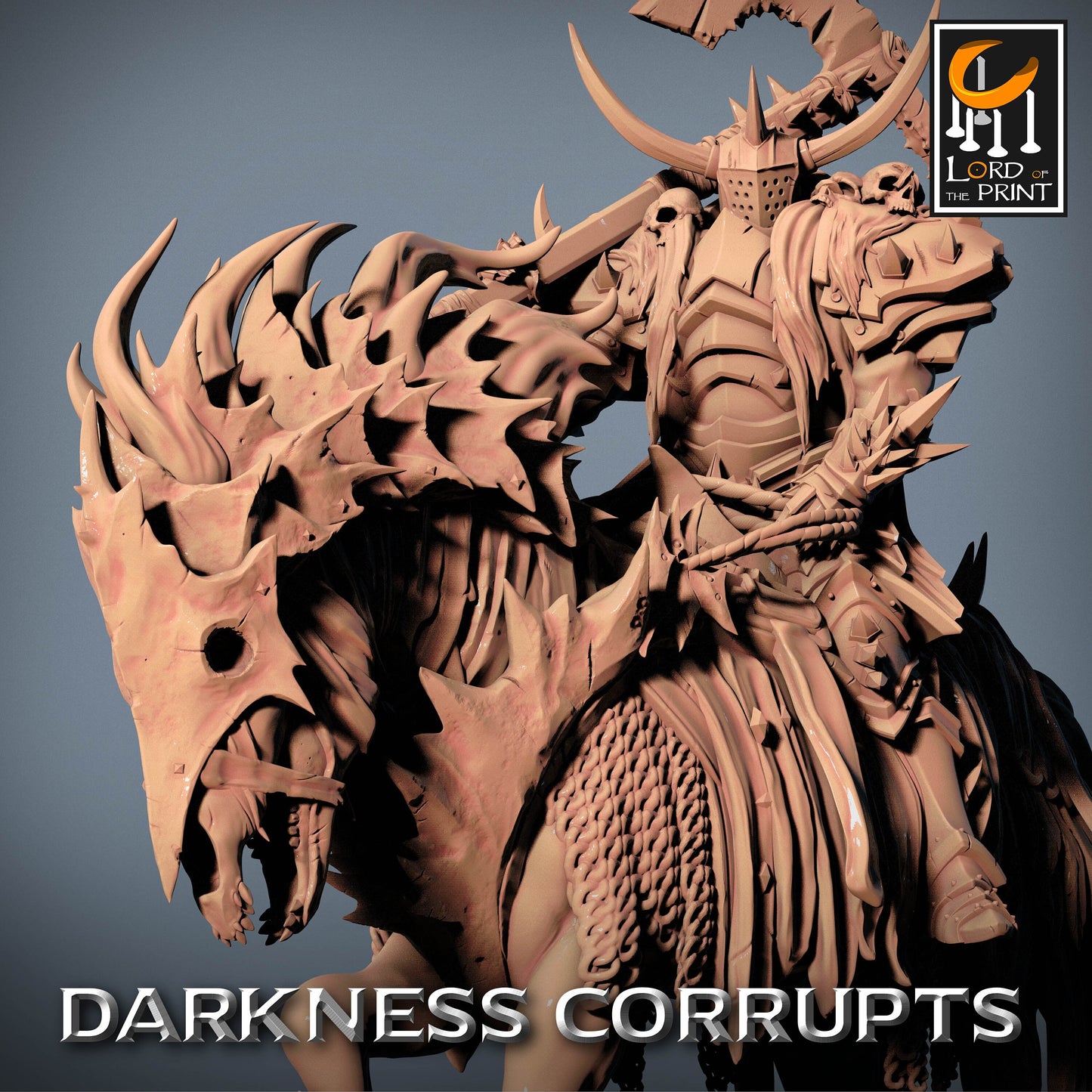 Dark Knight with Axe on Skeleton Horse | Rescale Miniatures | Compatible with D&D/AoS | Fantasy | Tabletop RPG