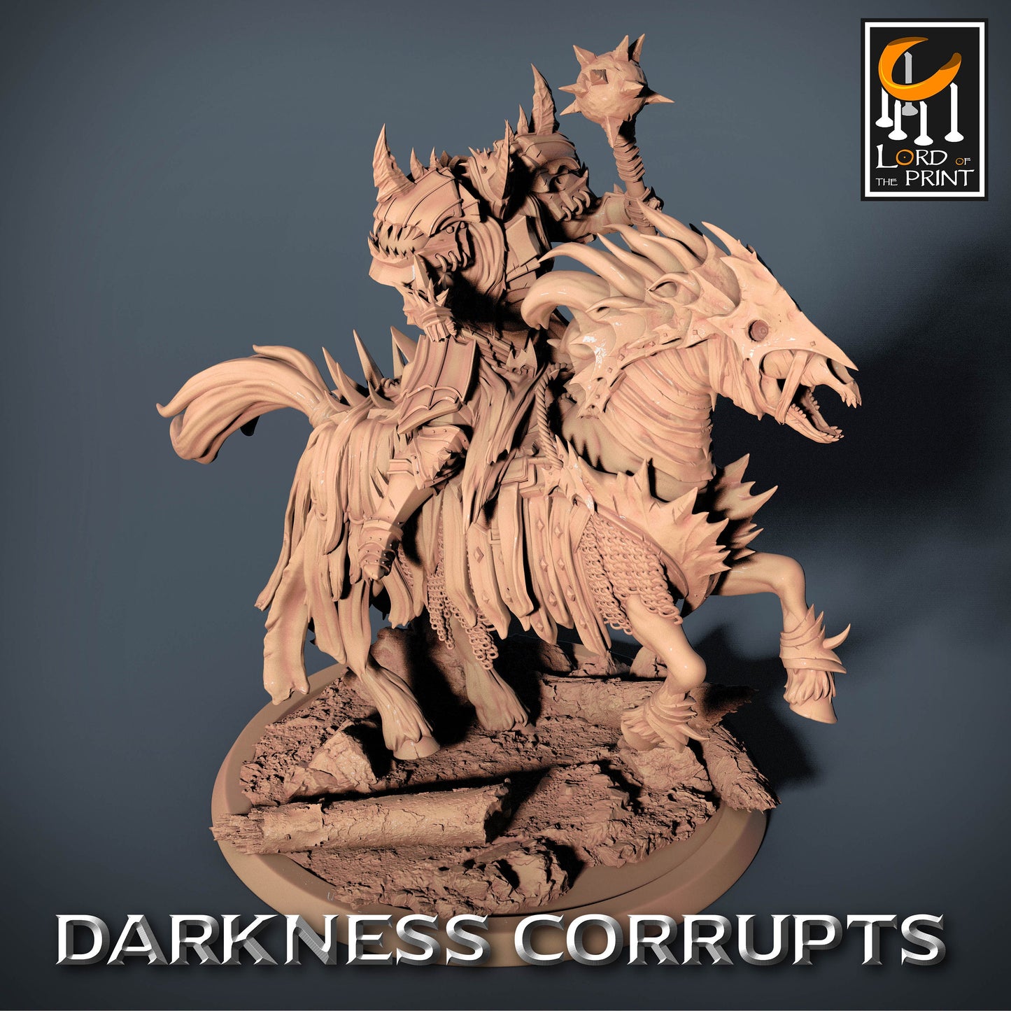 Dark Knight with Mace on Skeleton Horse | Rescale Miniatures | Compatible with D&D/AoS | Fantasy | Tabletop RPG