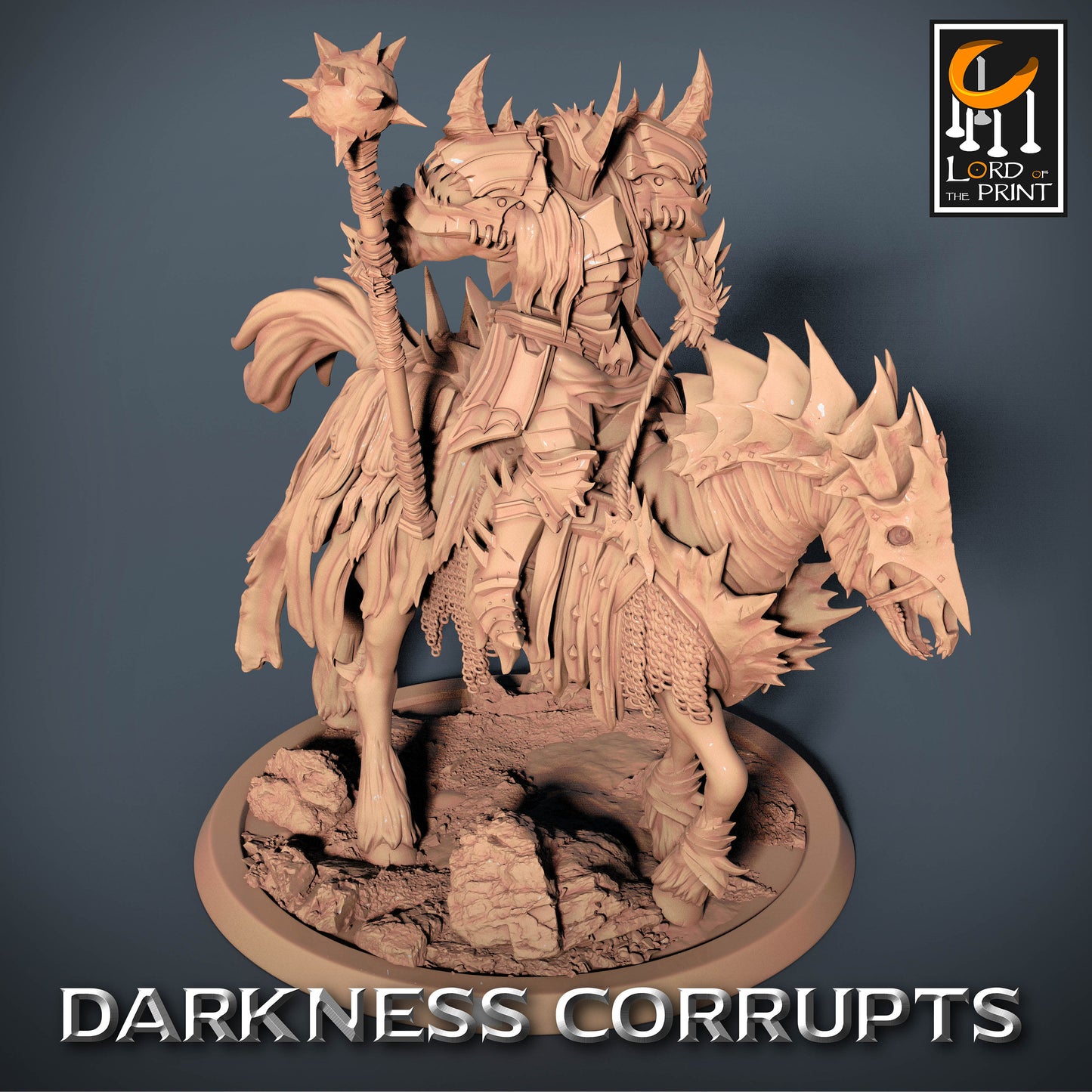 Dark Knight with Mace on Skeleton Horse | Rescale Miniatures | Compatible with D&D/AoS | Fantasy | Tabletop RPG