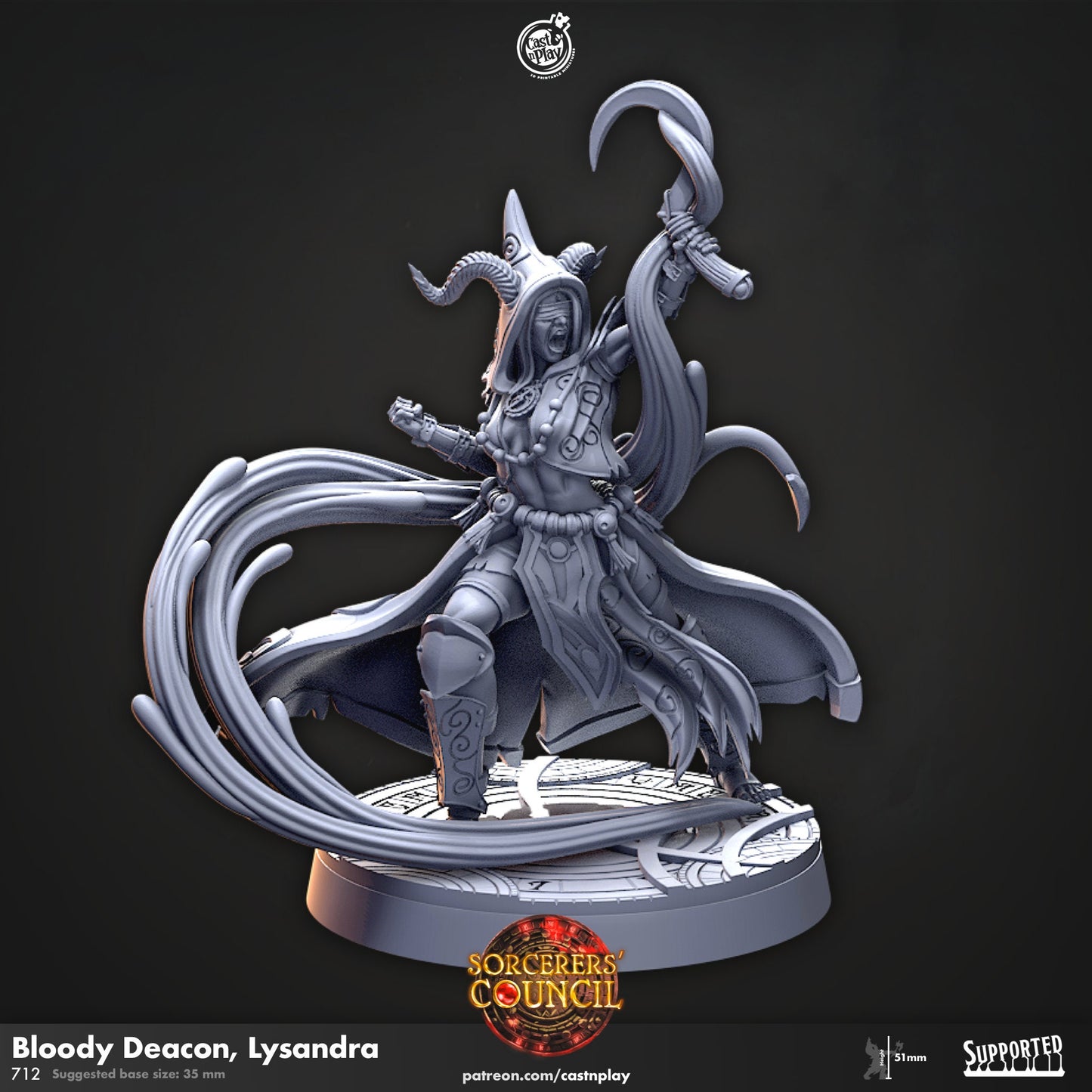 Lysandra Tiefling Sorceress | CastnPlay | Compatible with D&D/AoS | Fantasy